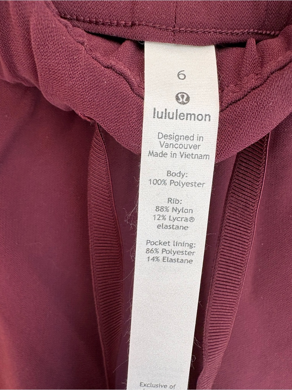 Lululemon Women’s Joggers Maroon Size 6 - Picture 8 of 8